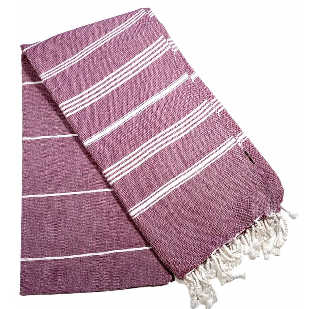 Fouta Hamam, weiß-bordeaux, 100 x 200 cm