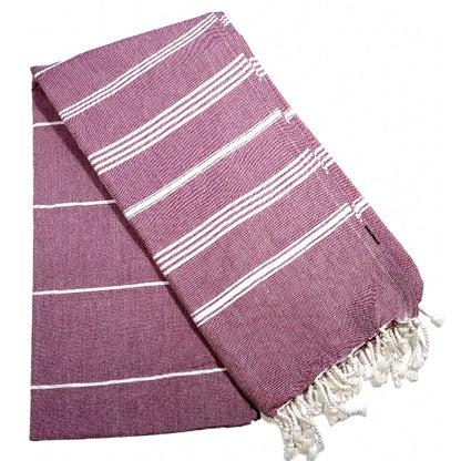 Fouta Hamam, weiß-bordeaux, 100 x 200 cm