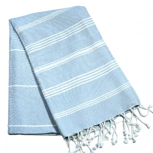 Fouta Hamam, weiß-hellblau, 100 x 200 cm