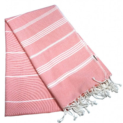 Fouta Hamam, weiß-koralle, 100 x 200 cm