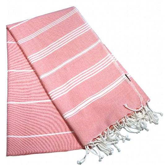 Fouta Hamam, weiß-koralle, 100 x 200 cm