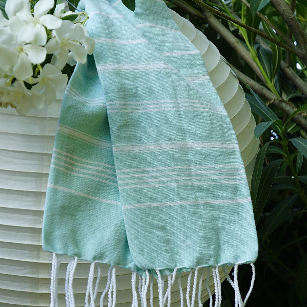 Fouta Hamam, weiß-mint, 100 x 200 cm