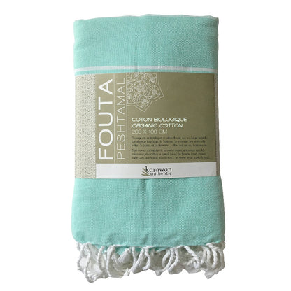Fouta Hamam, weiß-mint, 100 x 200 cm