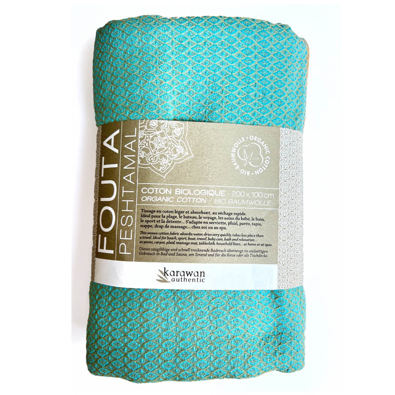 Fouta Sand Hamam-Tuch, sand-aquasky, 100 x 200 cm