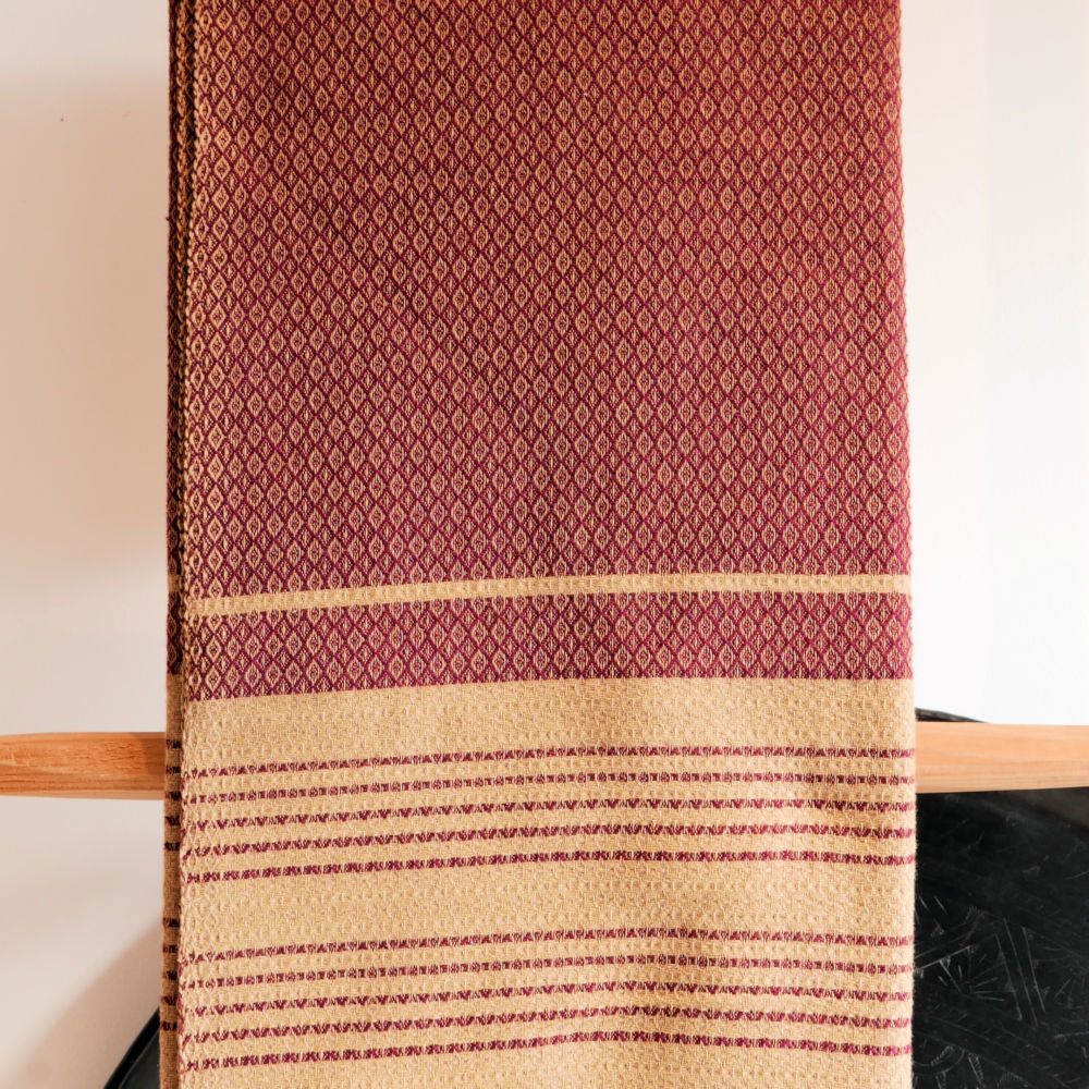 Fouta Sand Hamam-Tuch, sand-granatrot (plum), 100 x 200 cm