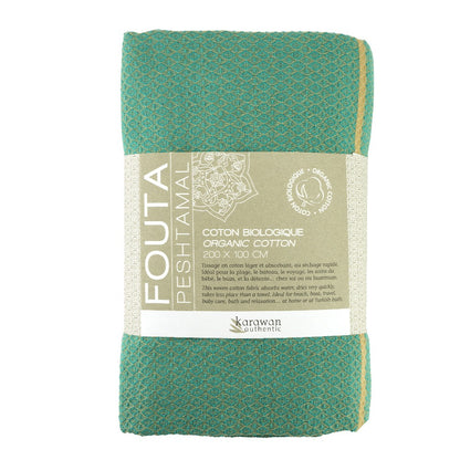 Fouta Sand Hamam-Tuch, türkis-grün, 100 x 200 cm