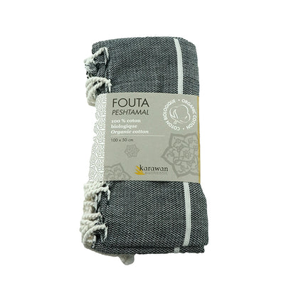 Fouta Hamam, weiß-anthrazit, 50 x 100 cm