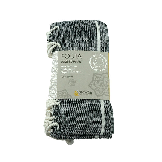 Fouta Hamam, weiß-anthrazit, 50 x 100 cm
