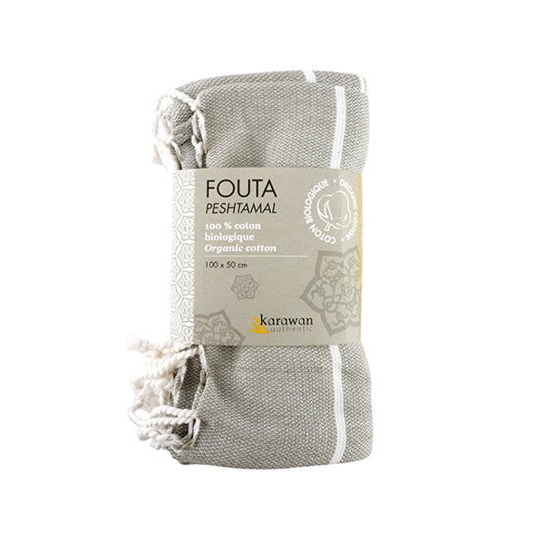 Fouta Hamam, weiß-sand, 50 x 100 cm