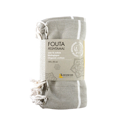 Fouta Hamam, weiß-sand, 50 x 100 cm
