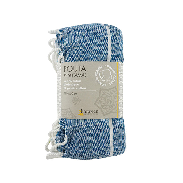 Fouta Hamam, weiß-ozean, 50 x 100 cm