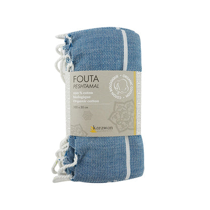 Fouta Hamam, weiß-ozean, 50 x 100 cm