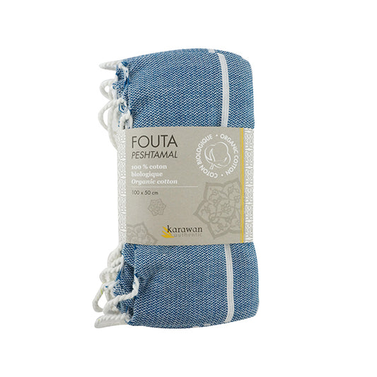 Fouta Hamam, weiß-ozean, 50 x 100 cm