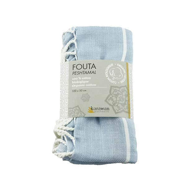 Fouta Hamam, weiß-hellblau, 50 x 100 cm