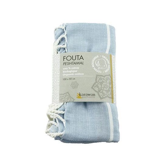 Fouta Hamam, weiß-hellblau, 50 x 100 cm