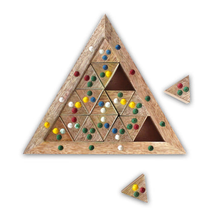 Geduldsspiel "Farbdreieck" aus Mango-Holz
