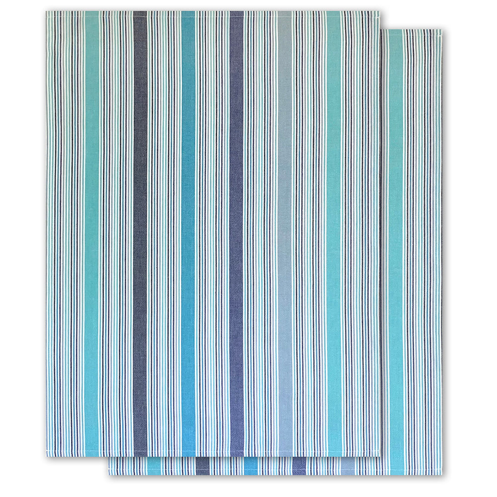 2er-Set Geschirrtücher, multi-aqua-blau, Bio-Baumwolle, 70 x 50 cm