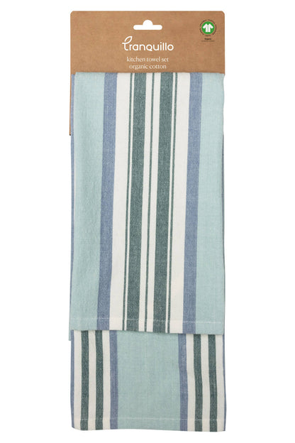 2er-Set Geschirrtücher "STRIPES blau" aus Bio-Baumwolle