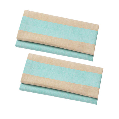 2 fairtrade Geschirrtücher „desert & sky“ aus Biobaumwolle, mit breiten Streifen in hellblau und hellbraun