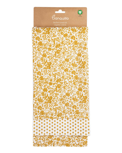2er-Set Geschirrtücher "FLORAL" (gelb) aus Bio-Baumwolle