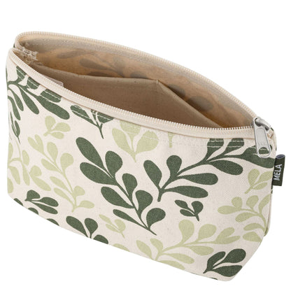 MELA Kosmetiktasche | grüne Blatt-Ornamente | 23 x 15 cm | fairtrade | bio ❤ eco & fair Conceptstore ❤