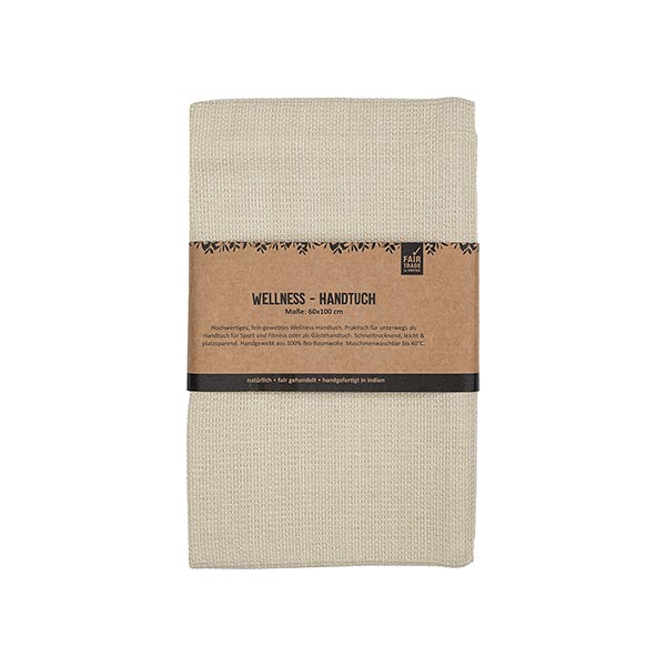 Fairtrade Hamam-Handtuch beige, 60 x 100 cm, Bio-Baumwolle