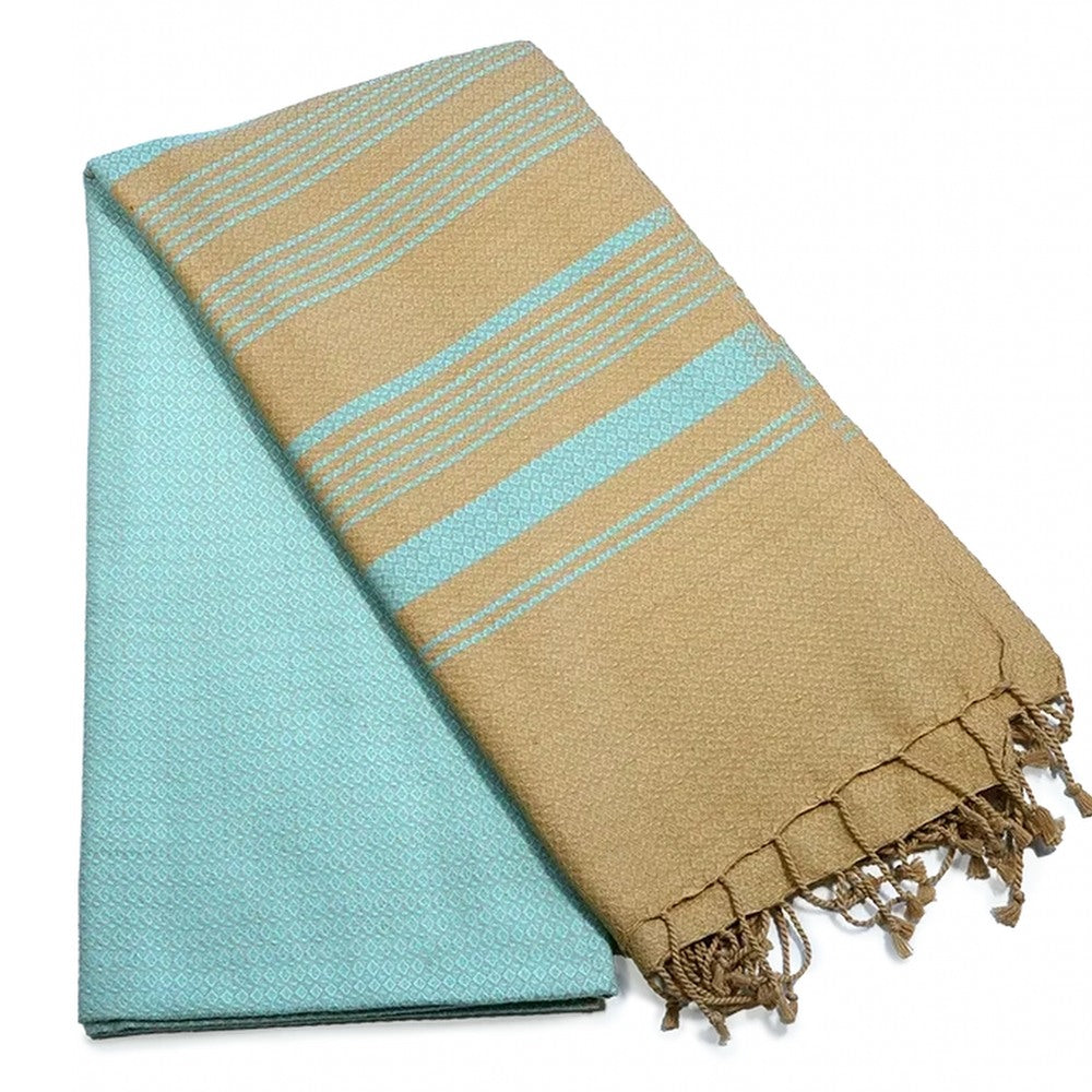Fouta Sand Hamam-Tuch, sand-aquasky, 100 x 200 cm