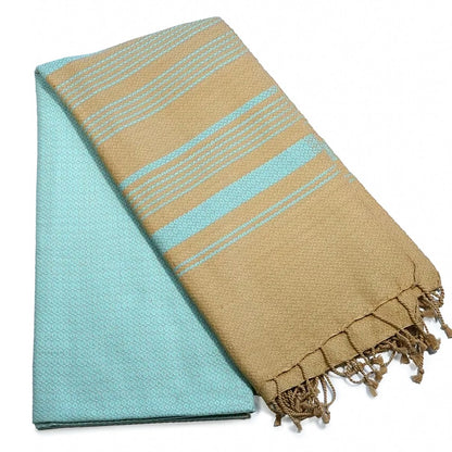 Fouta Sand Hamam-Tuch, sand-aquasky, 100 x 200 cm