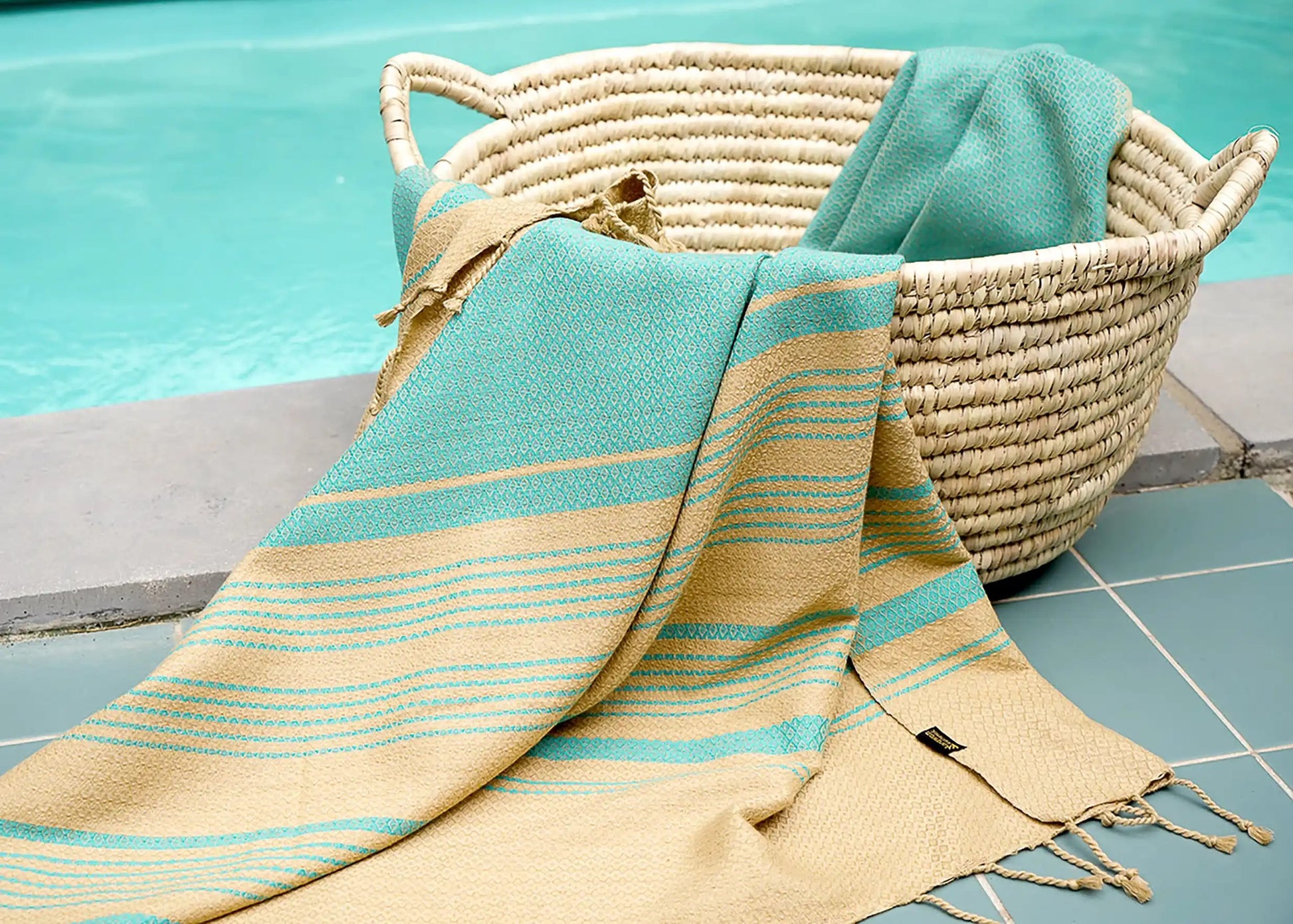 Fouta Sand Hamam-Tuch, sand-aquasky, Bio-BW