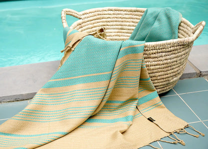 Fouta Sand Hamam-Tuch, sand-aquasky, Bio-BW