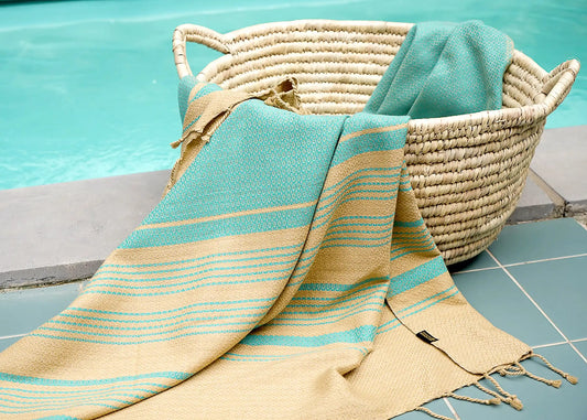Fouta Sand Hamam-Tuch, sand-aquasky, Bio-BW