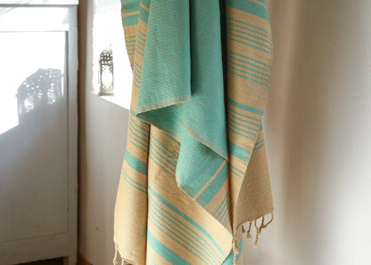 Fouta Sand Hamam-Tuch, sand-aquasky, 100 x 200 cm