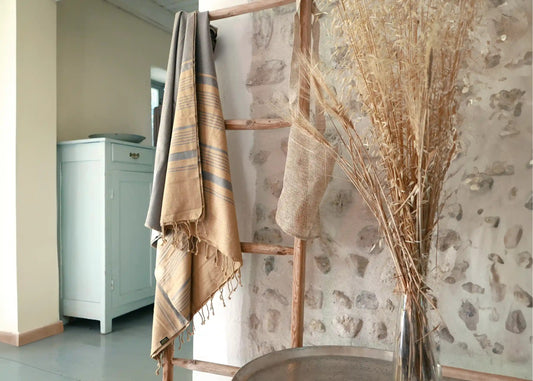 Fouta Sand Hamam-Tuch chinablau Biobaumwolle