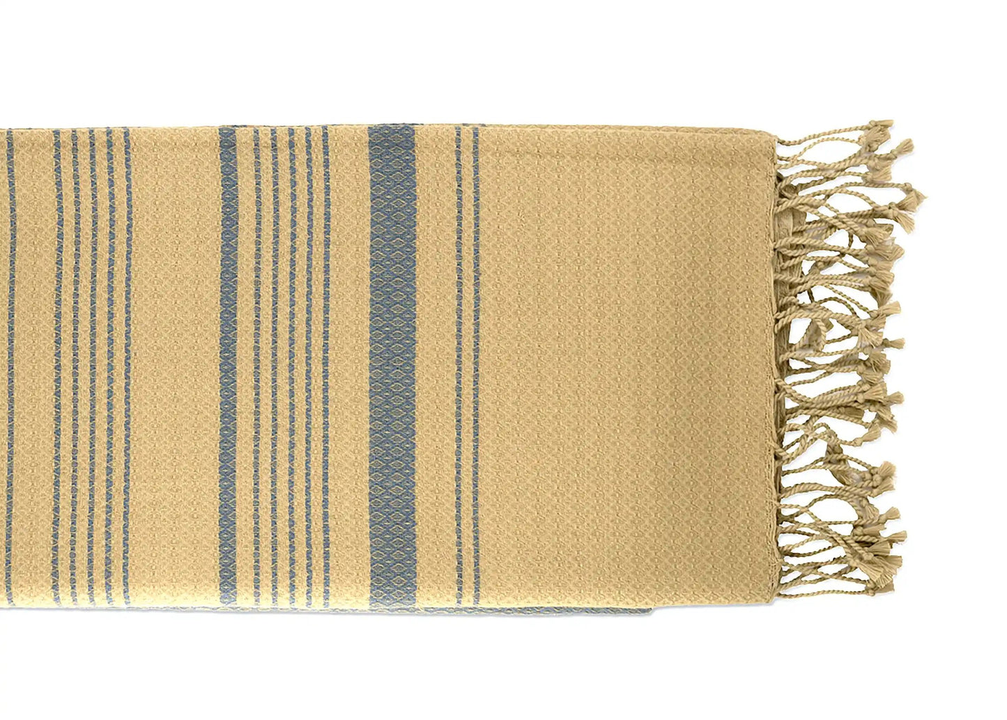 Fouta Sand Hamam-Tuch, sand-chinablau, 100 x 200 cm