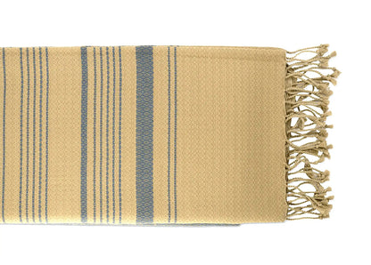 Fouta Sand Hamam-Tuch, sand-chinablau, 100 x 200 cm