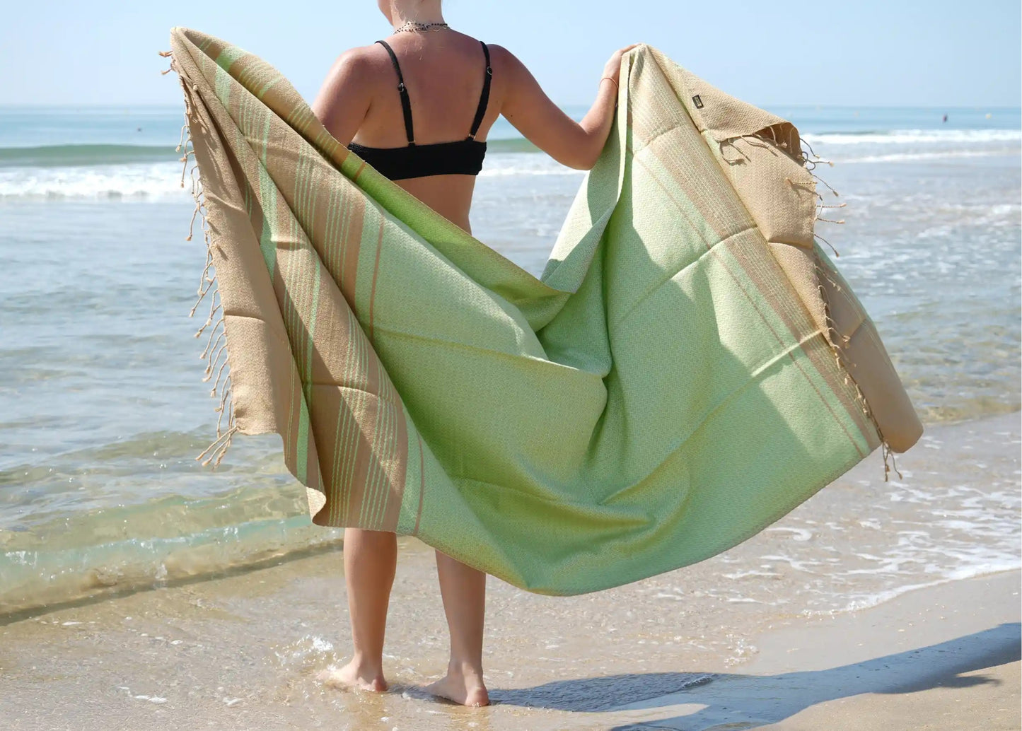 Fouta Hamam Sand pistaziengrün, 100 x 200 cm