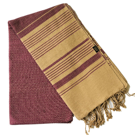 Fouta Sand Hamam-Tuch, sand-granatrot (plum), 100 x 200 cm