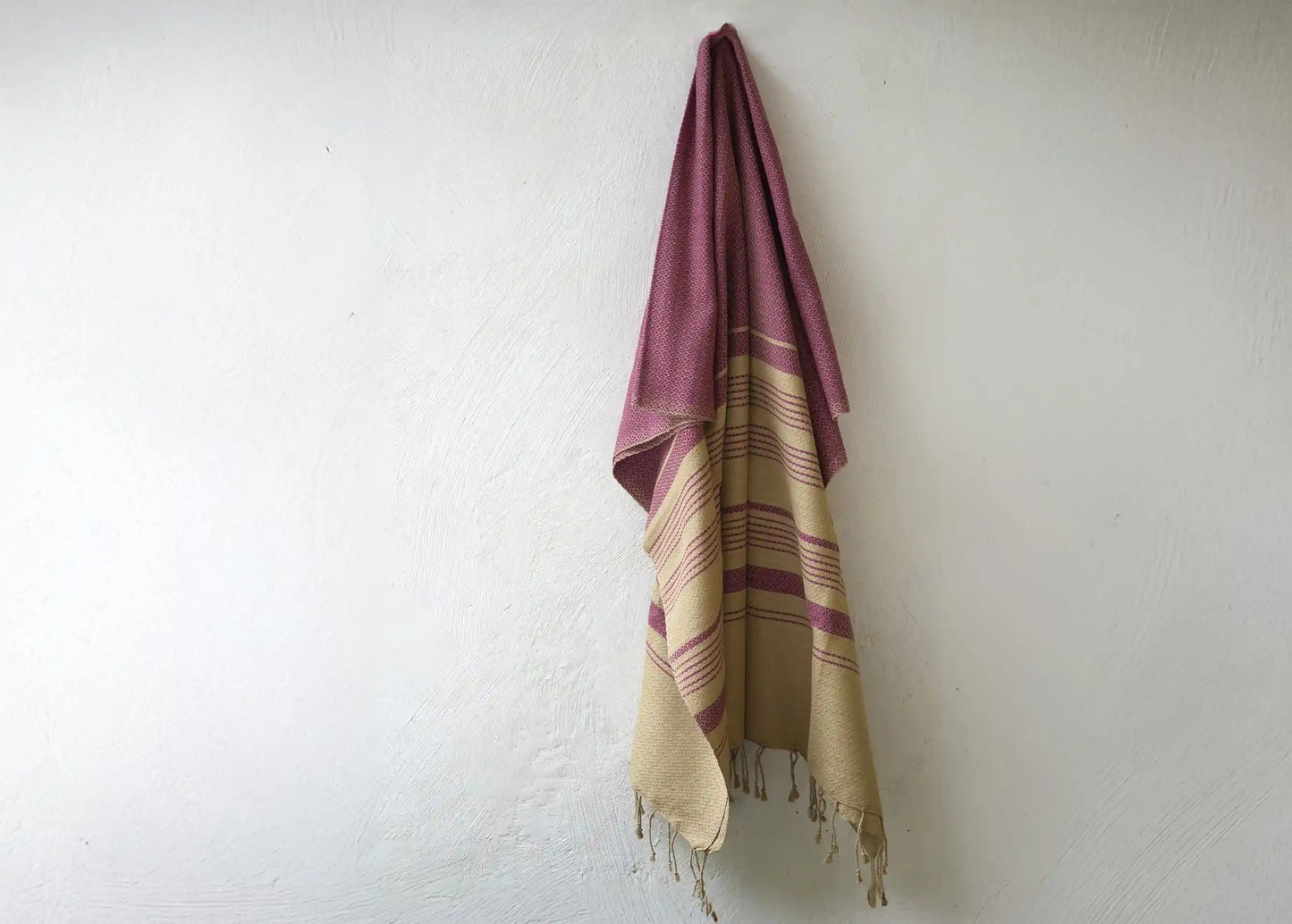 Fouta Sand Hamam-Tuch, sand-granatrot (plum), 100 x 200 cm