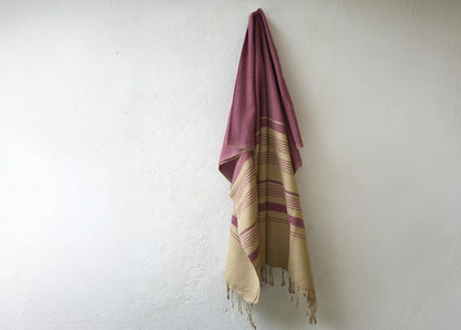 Fouta Sand Hamam-Tuch, sand-granatrot (plum), 100 x 200 cm
