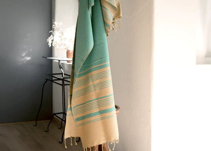 Fouta Sand Hamam-Tuch, türkisgrün, Bio-BW