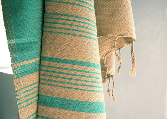 Fouta Sand Hamam-Tuch, türkis-grün, 100 x 200 cm