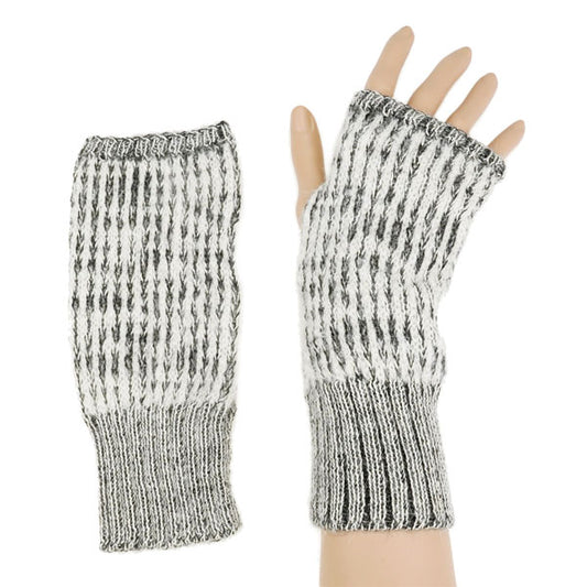 Handstulpen Lineas, schwarz-weiß, 100% Alpaka - Fair Trade