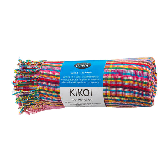 Kikoi, lila-gestreift, fairtrade, 165*100cm, 100% Baumwolle