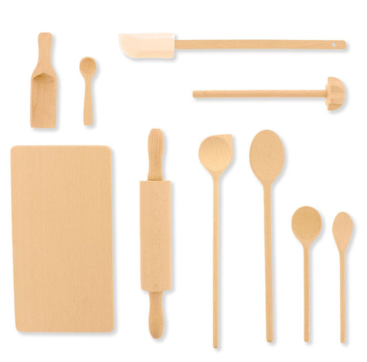 Kinder Koch- und Backwerkzeug-Set aus Holz