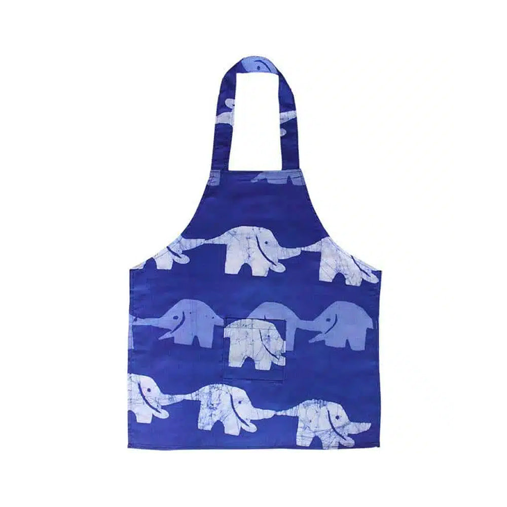 Kinderschürze Elefanten, blau, Biobaumwolle, fairtrade