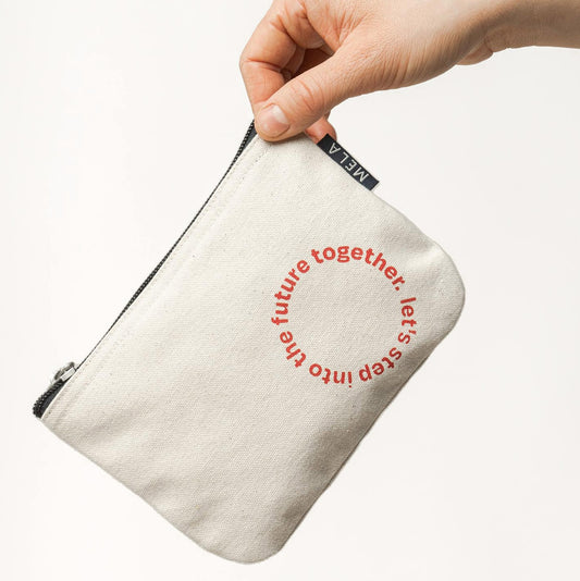 Kleine Kosmetiktasche, beige, "future together", fairtrade & GOTS zertifiziert