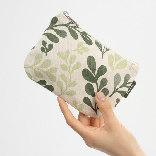 Kleine Kosmetiktasche, green leaf, fairtrade & GOTS zertifiziert