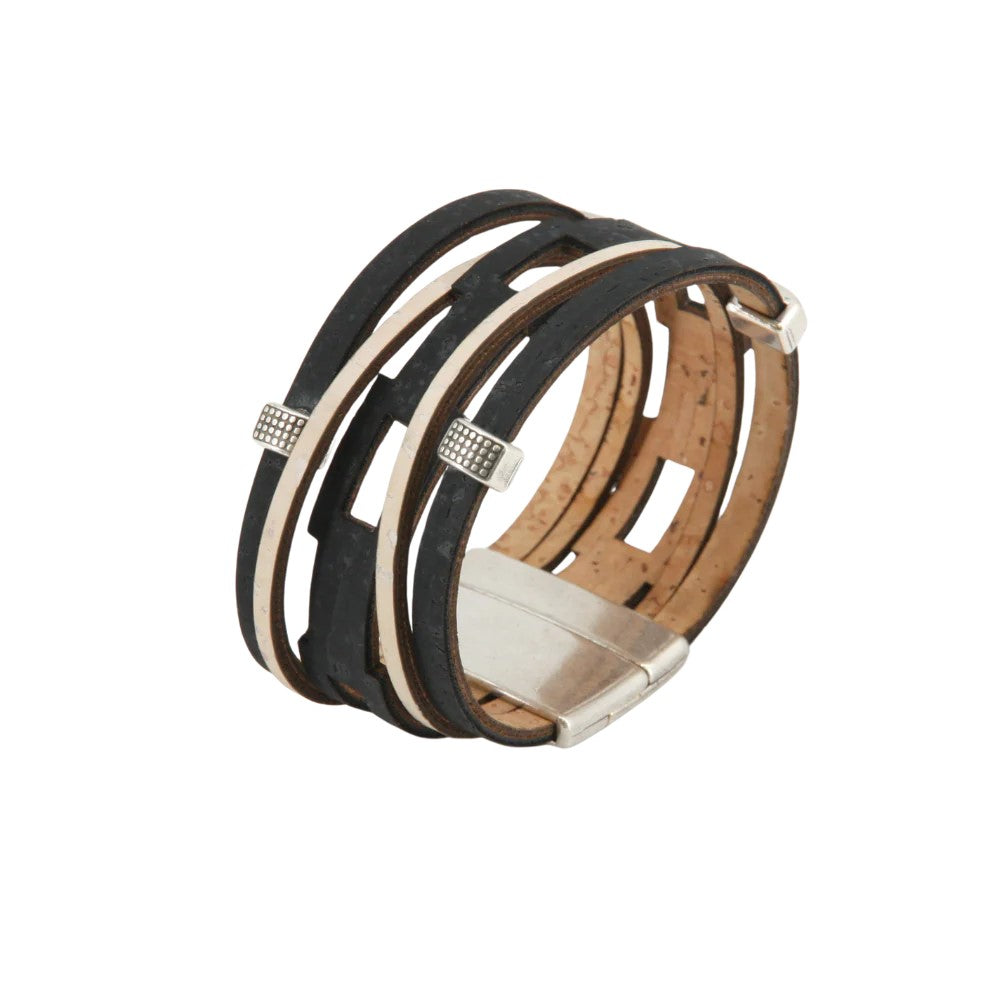 Aufwändig gearbeitetes Armband aus Kork |  schwarz-weiß | vegan  ❤ eco & fair Conceptstore ❤