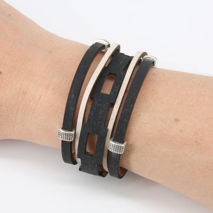 Veganes Kork-Armband "black & white"