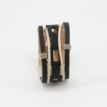 Veganes Kork-Armband "black & white"
